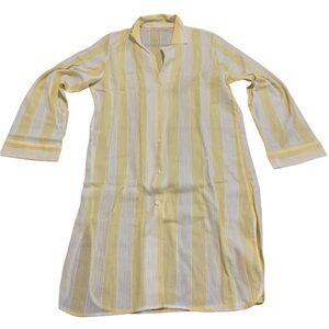 Vintage Jessica Just Because Yellow & White Stripe Cotton Sleep Shirt Dress S/M
